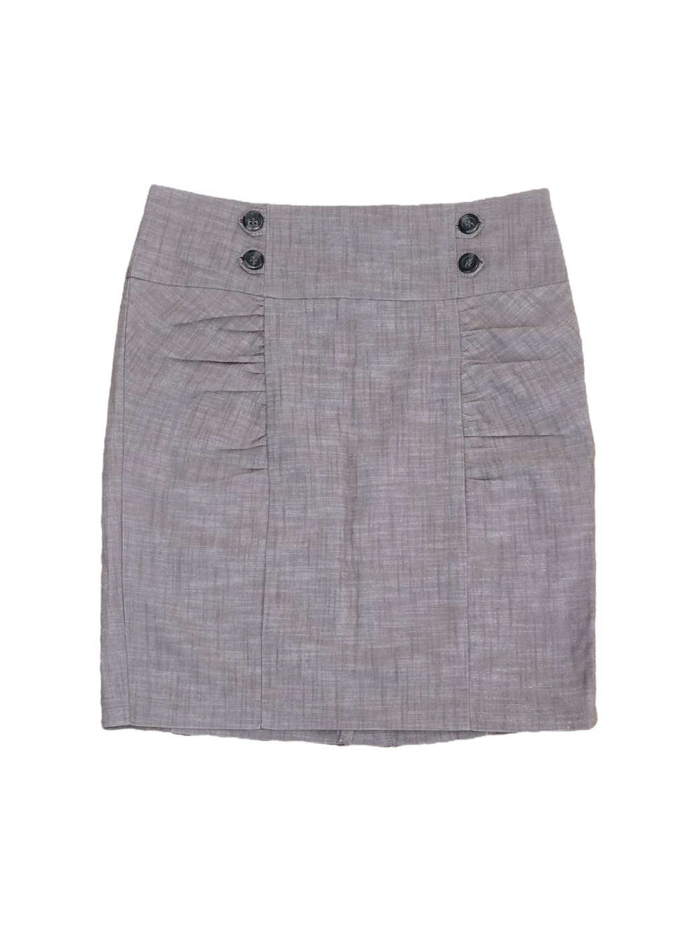 Heart Soul Light Gray Pleated-Panel Pencil Skirt